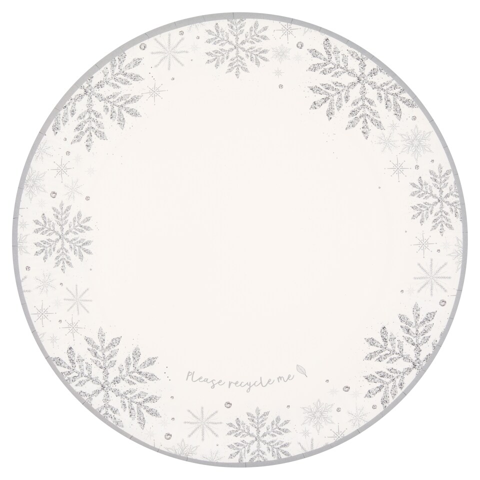 Tesco Silver Snowflake Plate 23Cm 10 Pack