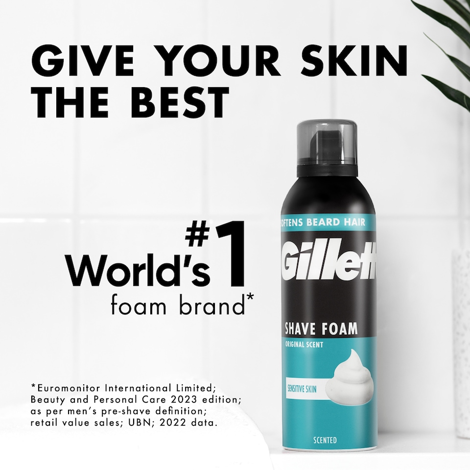 image 1 of Gillette Original Scent Sensitive Shave Foam 400ml