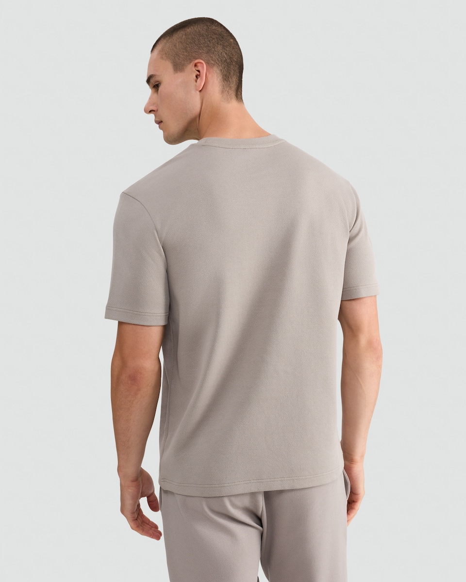 image 1 of The F&F Edit Cotton Rich Textured Twill Short Sleeved T-Shirt in Dark Nude
