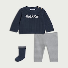 F&F Baby 3-Piece Cotton Rich Jumper Set in Navy