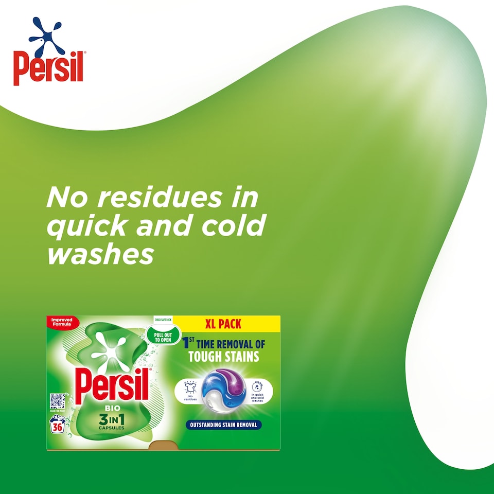 image 1 of Persil Bio 3 in 1 Laundry Washing Detergent Capsules 36 Washes 759.6g