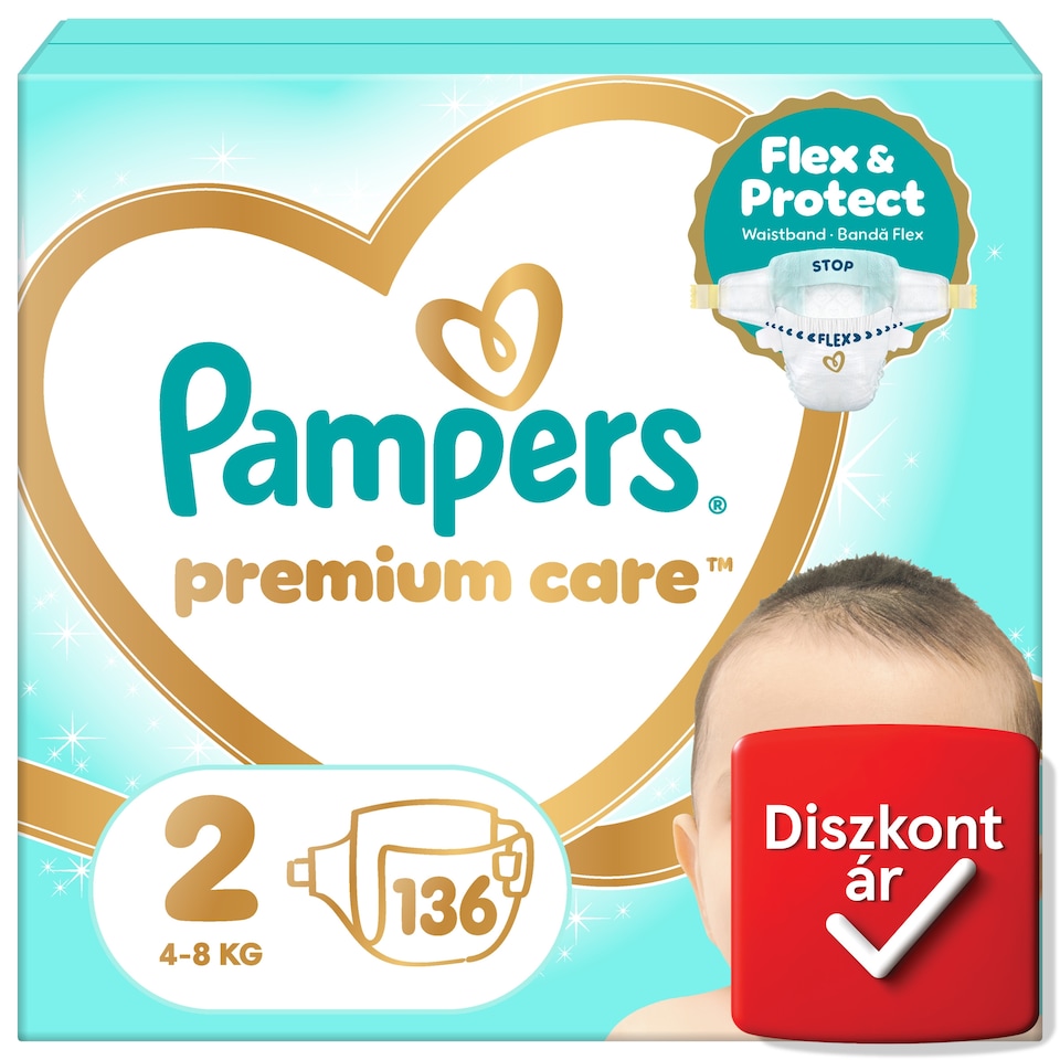 Pampers Premium Care Pelenka, Méret: 2, 136 db, 4kg-8kg  1. kép