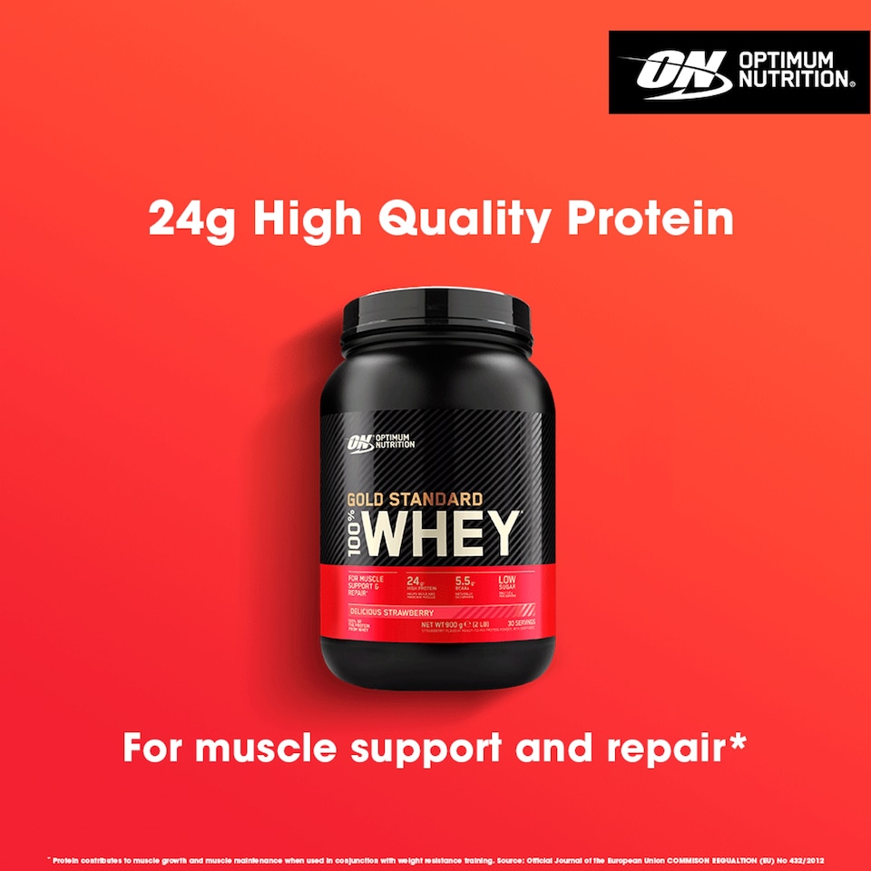 image 1 of Optimum Nutrition Gold Standard 100% Whey Protein Powder - Delicious Strawberry 900g