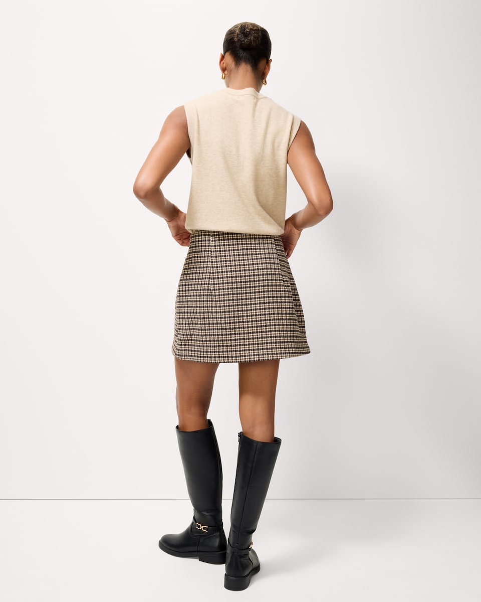 image 1 of F&F Brushed Checked Co-ord Mini Skirt in Multi Brown