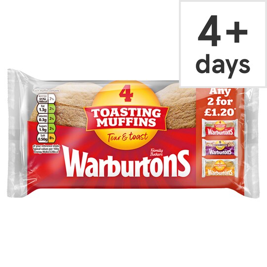 Warburtons Muffins 4 Pack Tesco Groceries