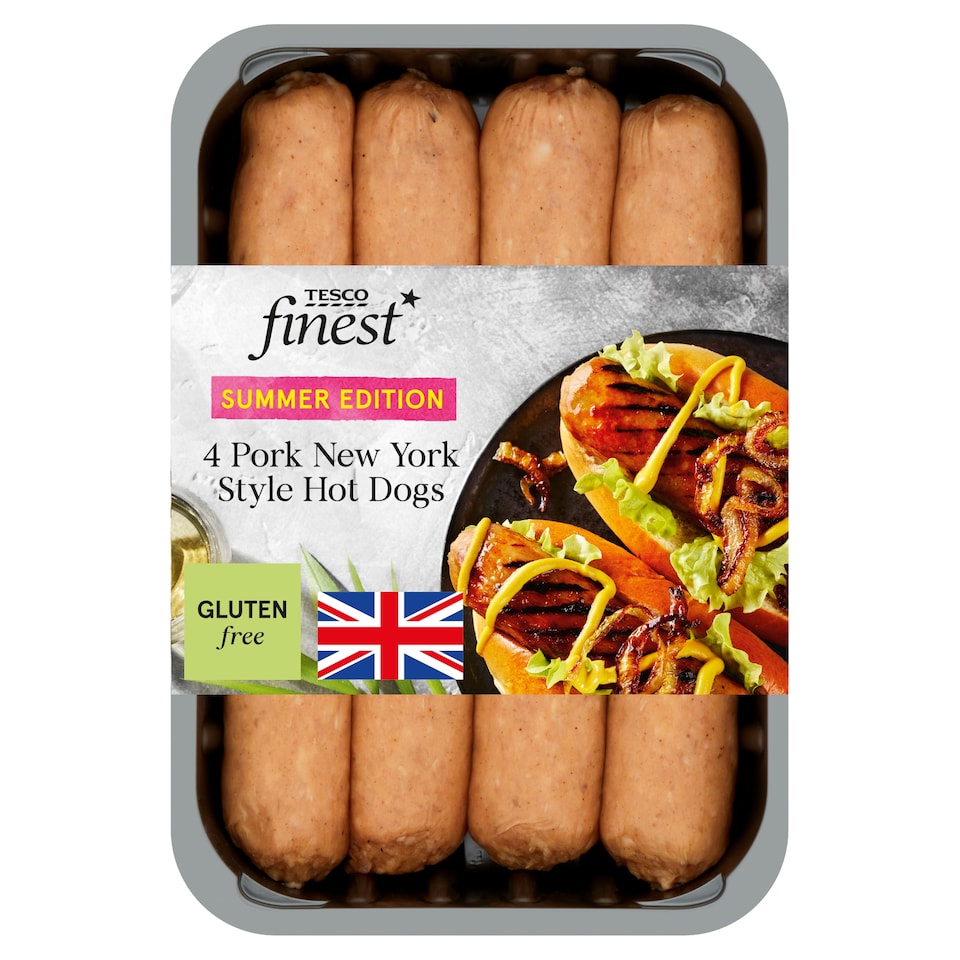 Tesco Finest 4 Pork New York Style Hot Dogs 400G