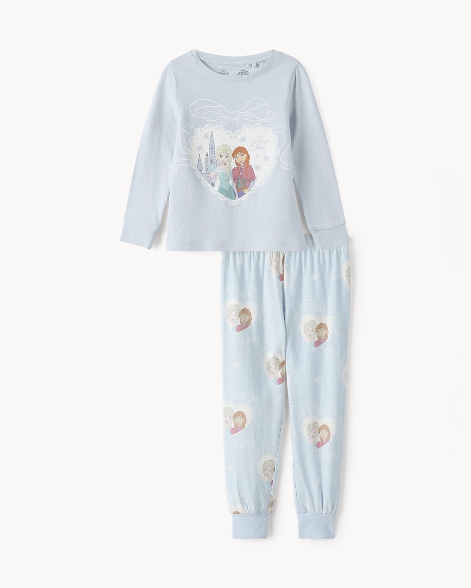image 1 of Disney Frozen Top and Cuffed Bottoms Pyjama Set in Blue