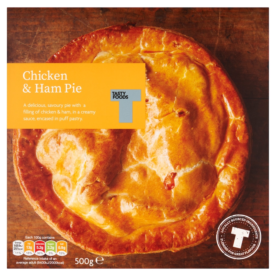 Tasty Foods Chicken & Ham Pie 500G