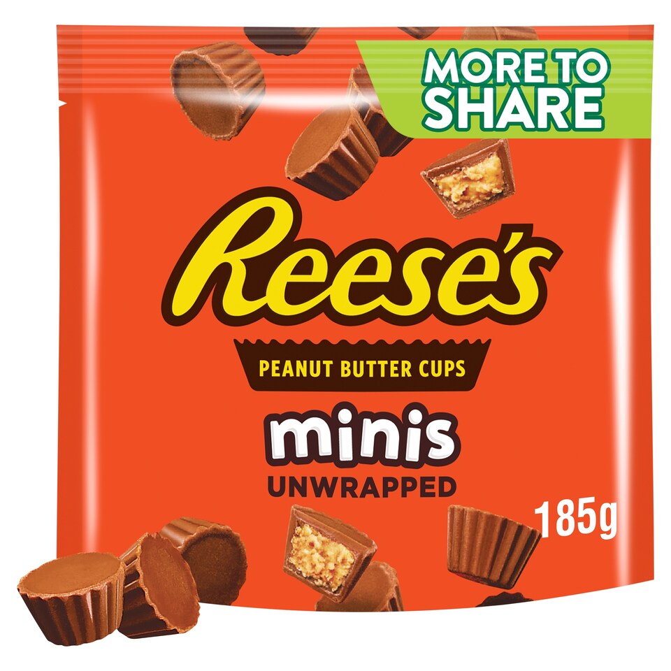 image 1 of Reese's Milk Chocolate Peanut Butter Cups Mini's Unwrapped More To Share Pouch 185g