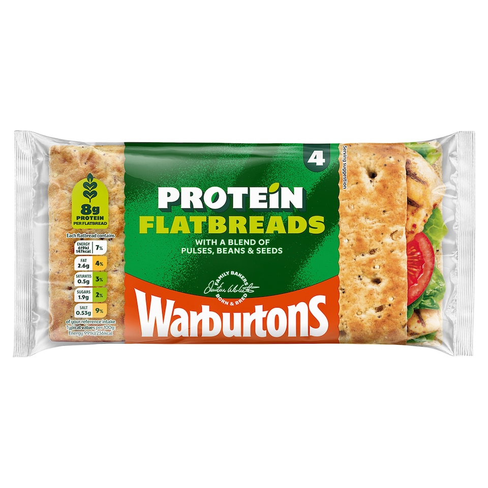 Warburtons Protein Flatbreads 4 Pack Sliced