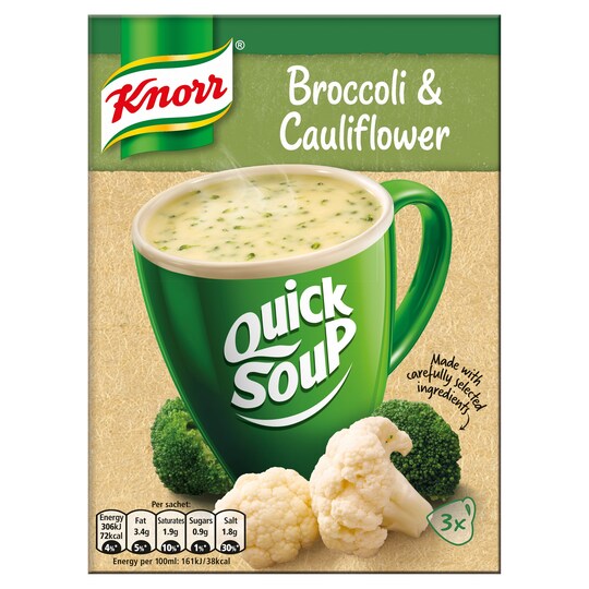 Knorr Quick Soup Broccoli & Cauliflower 3X64ml Tesco Groceries