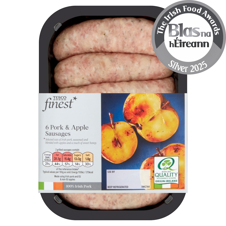 Tesco Finest* 6 Irish Pork And Apple Sausages 454G
