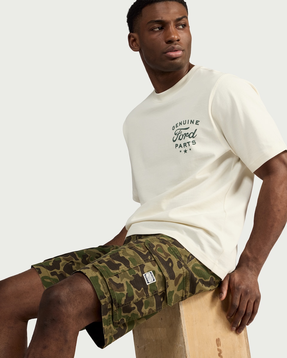 image 1 of RDA Cotton Rich Camouflage Print Cargo Shorts in Green