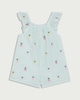image 1 of F&F Baby Pure Cotton Striped Pineapple Embroidered Romper in Green