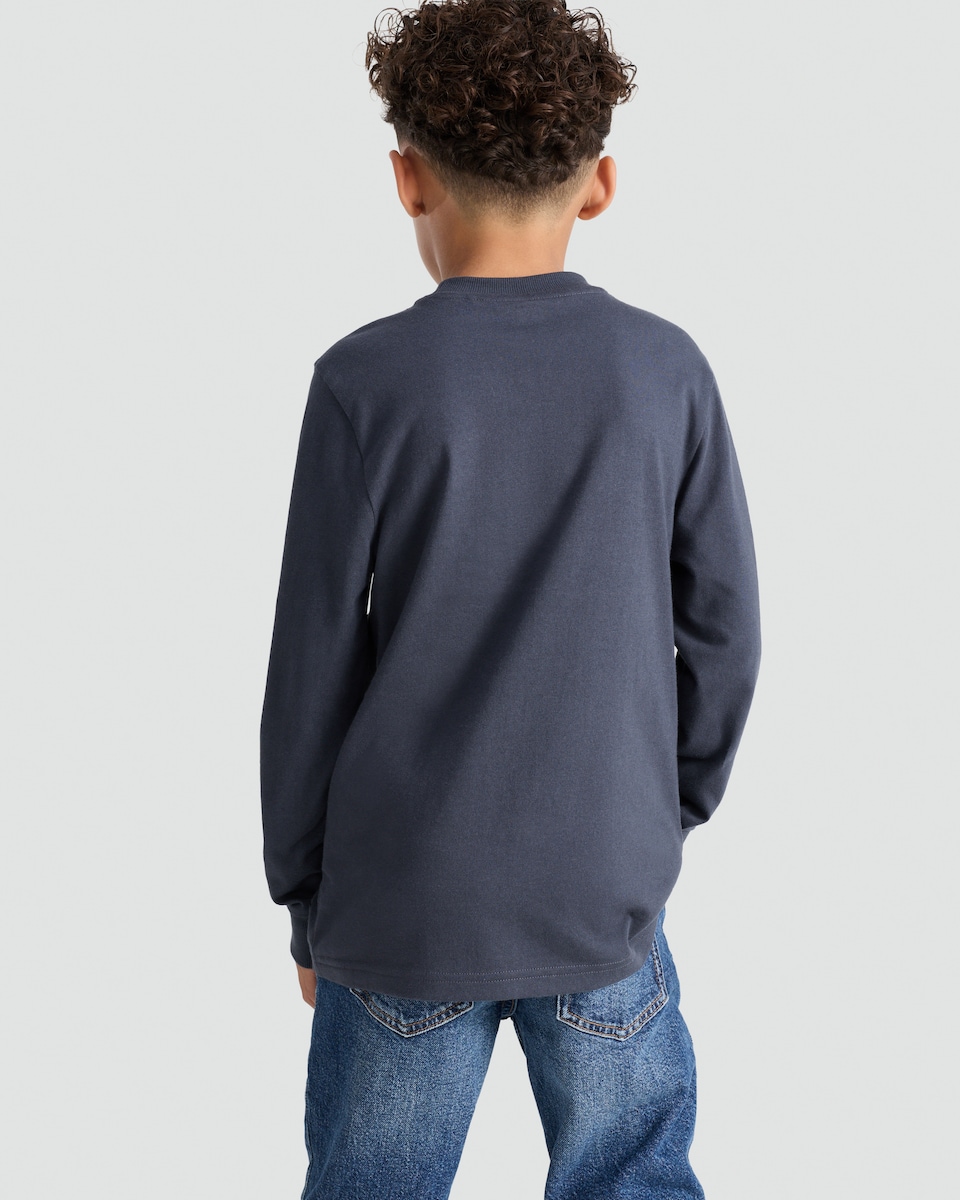 image 1 of F&F Boys Pure Cotton Long Sleeved T-Shirt in Grey