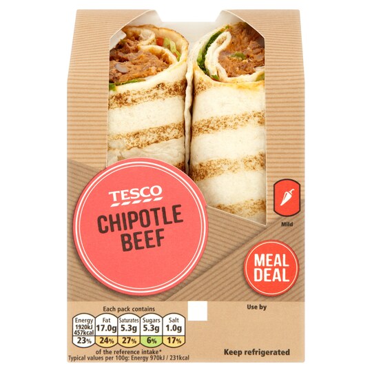 Tesco Beef With Chipotle Dressing Wrap Tesco Groceries