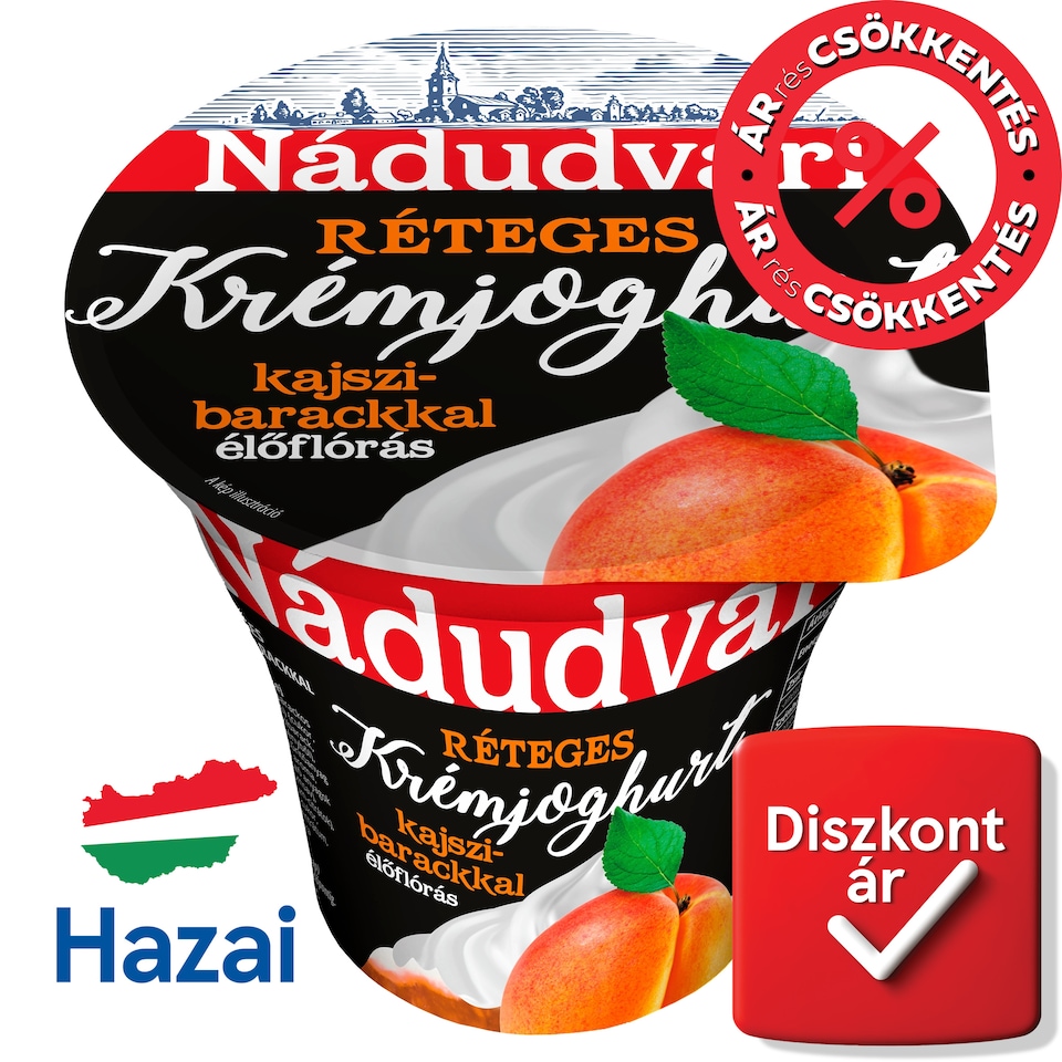 Nádudvari réteges élőflórás krémjoghurt kajszibarackkal 180 g