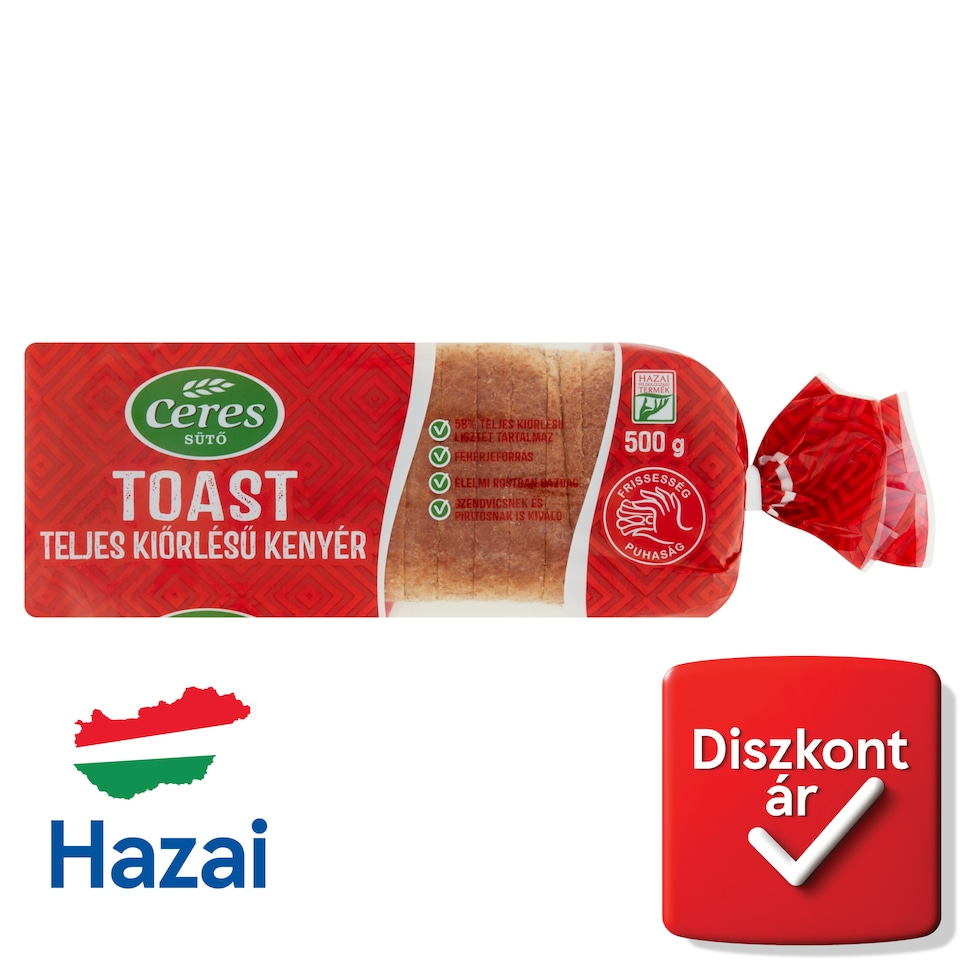 Ceres toast teljes kiőrlésű kenyér 500 g  1. kép