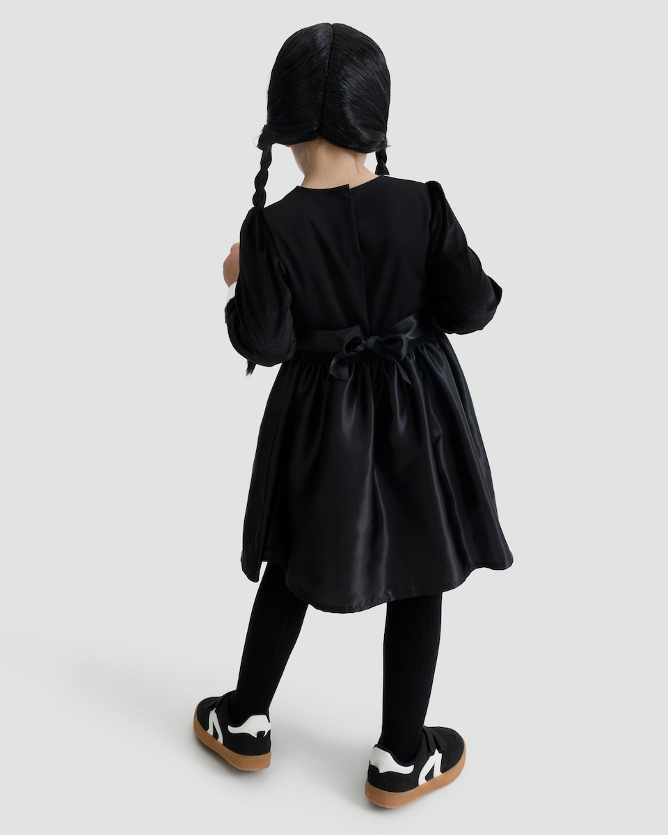 image 1 of Wednesday Addams 2-Piece Fancy Dress Costume in Black