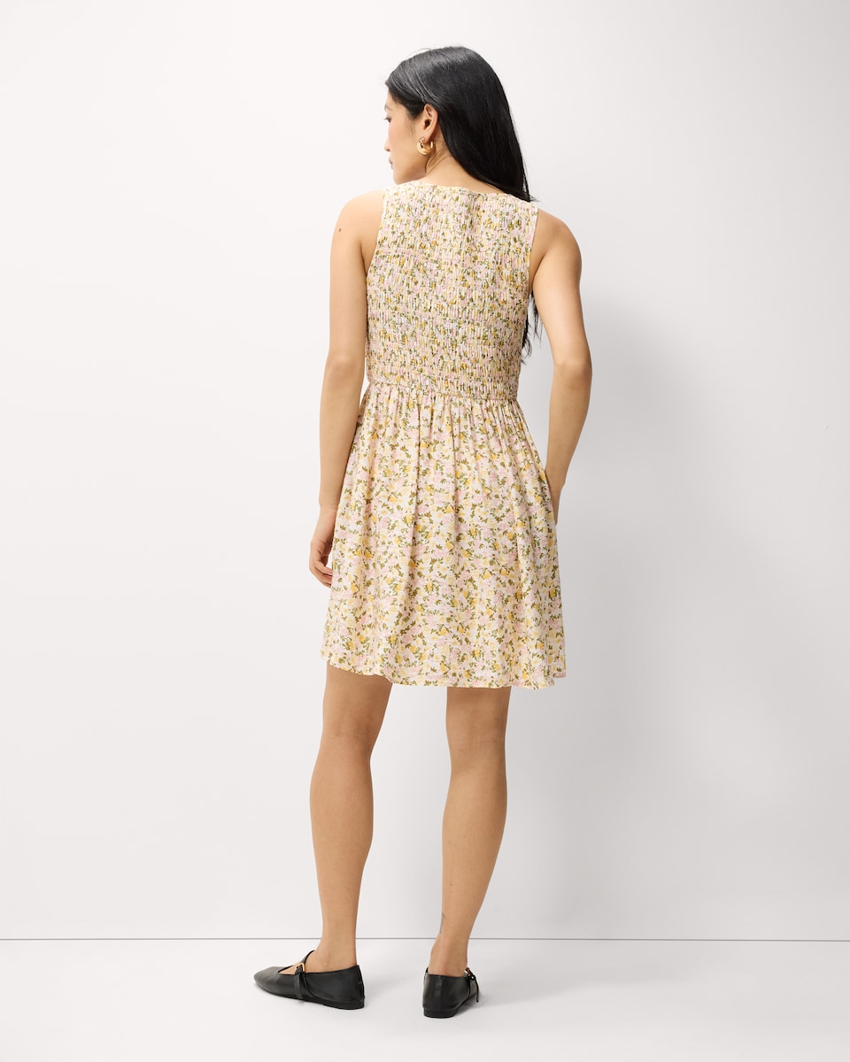 image 1 of F&F Shirred Sleeveless Mini Dress in Multi