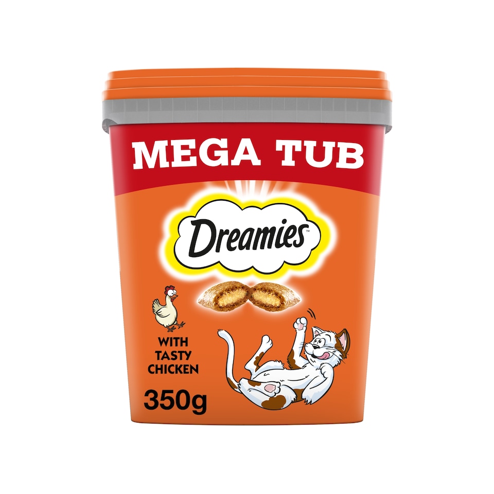 image 1 of Dreamies Bulk Chicken Cat Treats Tub 350G