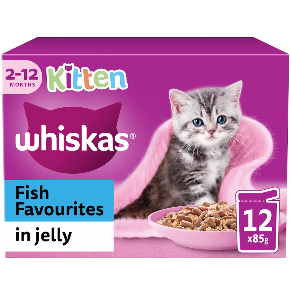 image 1 of Whiskas Kitten Cat Food Pouches Fish Favourites in Jelly 12x85g