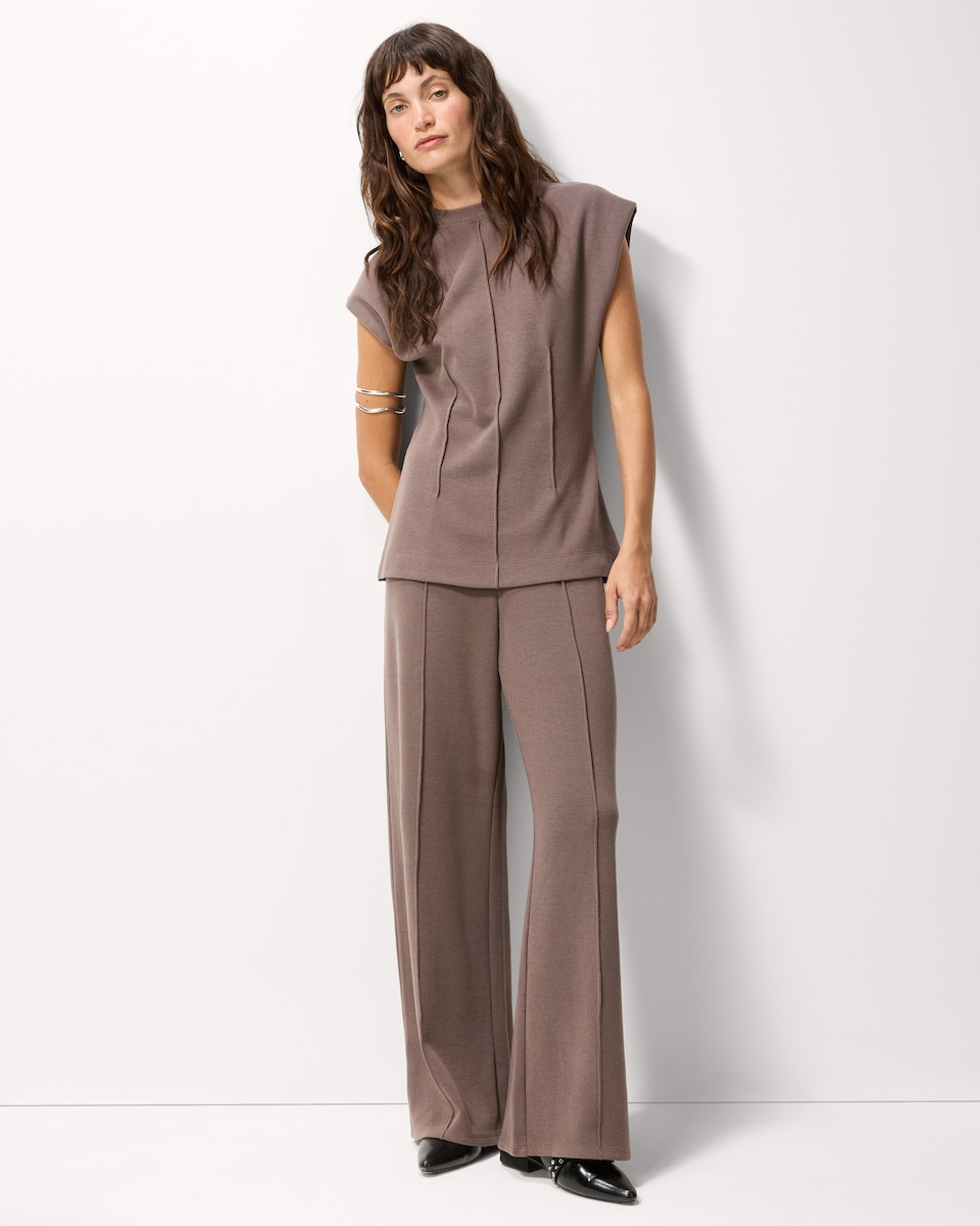 image 1 of F&F Brushed Wide Leg Co-ord Trousers in Brown