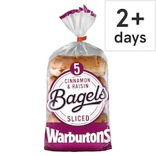 Warburtons Cinnamon & Raisin Bagels Sliced 5 Pack