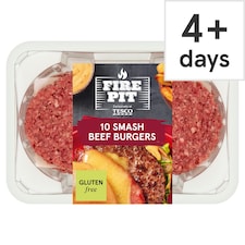 Tesco Fire Pit 10 Smash Beef Burger 850g