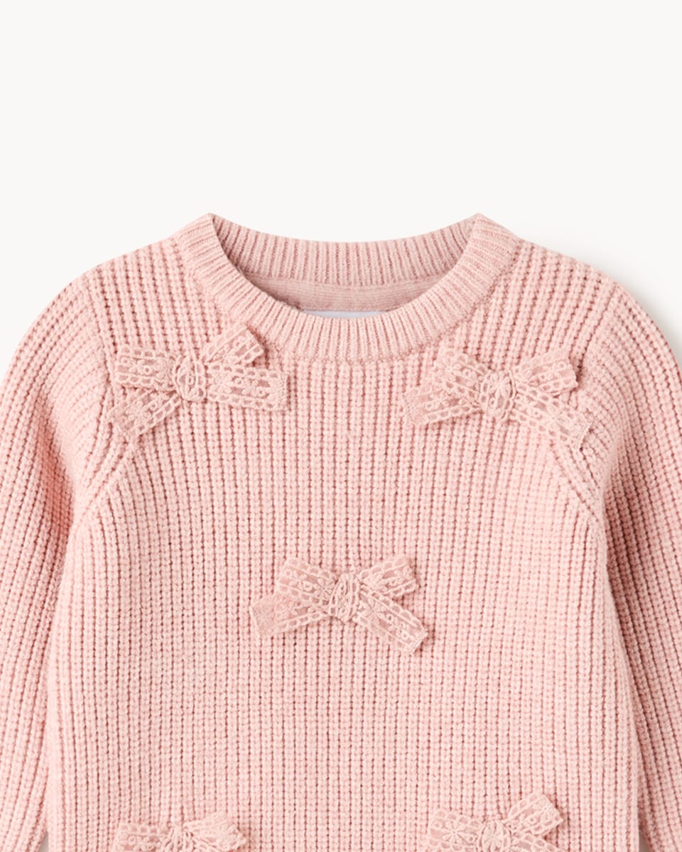 image 1 of F&F Baby Bow Jumper and Leggings Set in Pink