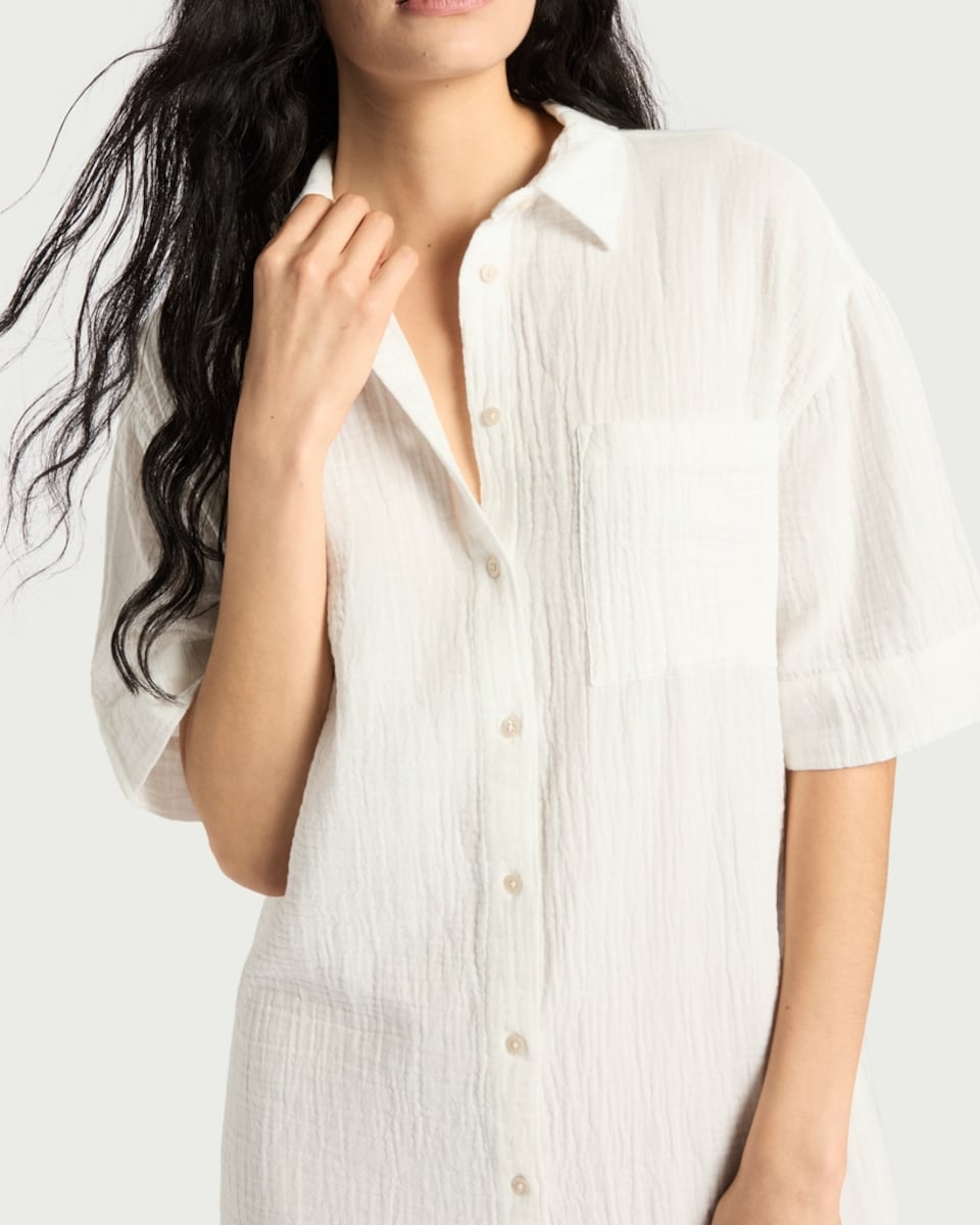 image 1 of F&F Pure Cotton Short Sleeved Pyjama Nightshirt in Cream