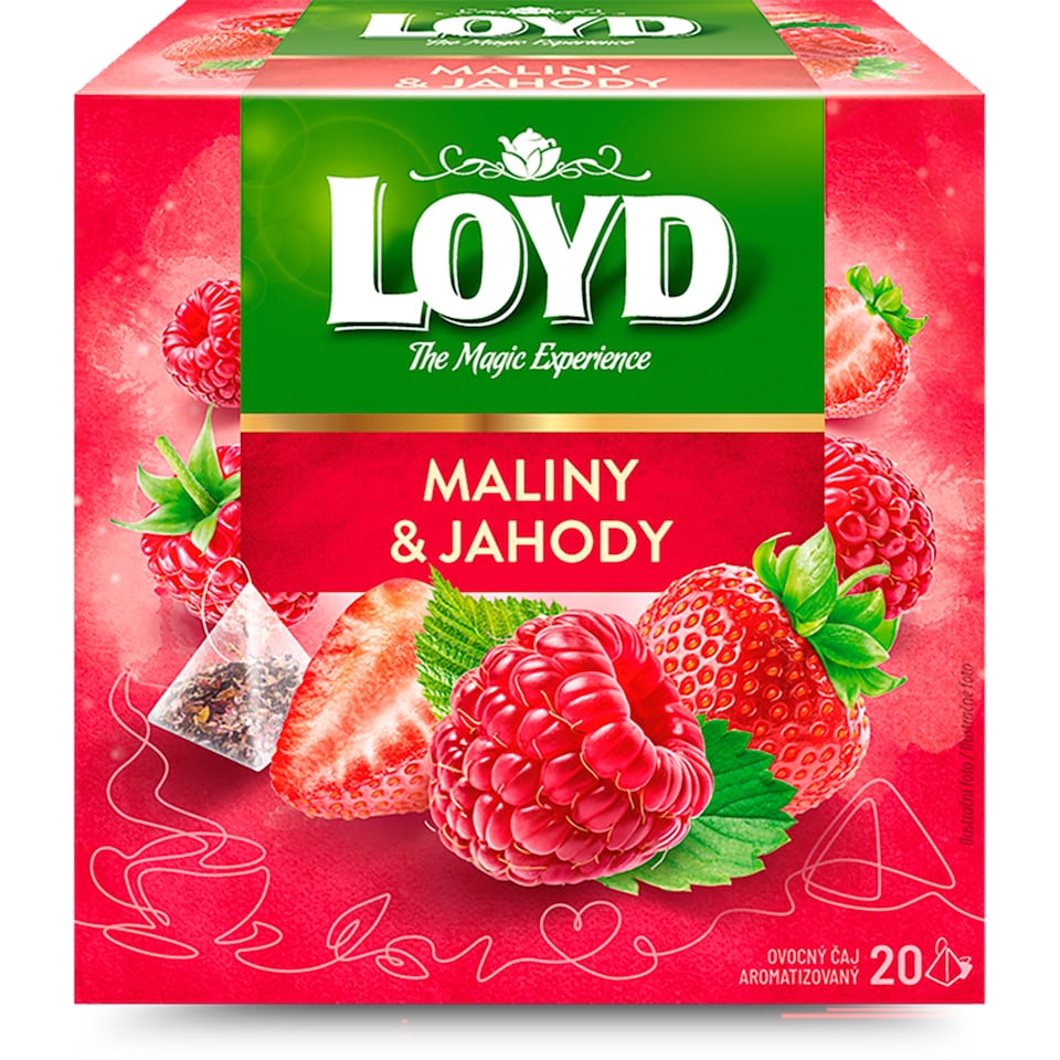 Loyd Ovocný čaj aromatizovaný s príchuťou maliny a jahody 20 x 2 g (40 g)