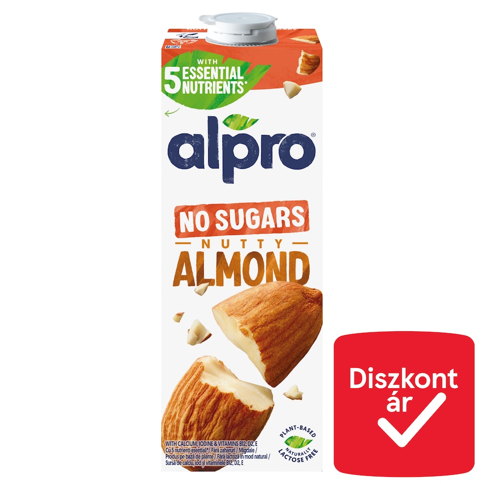 Alpro Sugar-Free UHT Almond Drink with Added Calcium, Iodine, Vitamins B12, D2, E 1 l