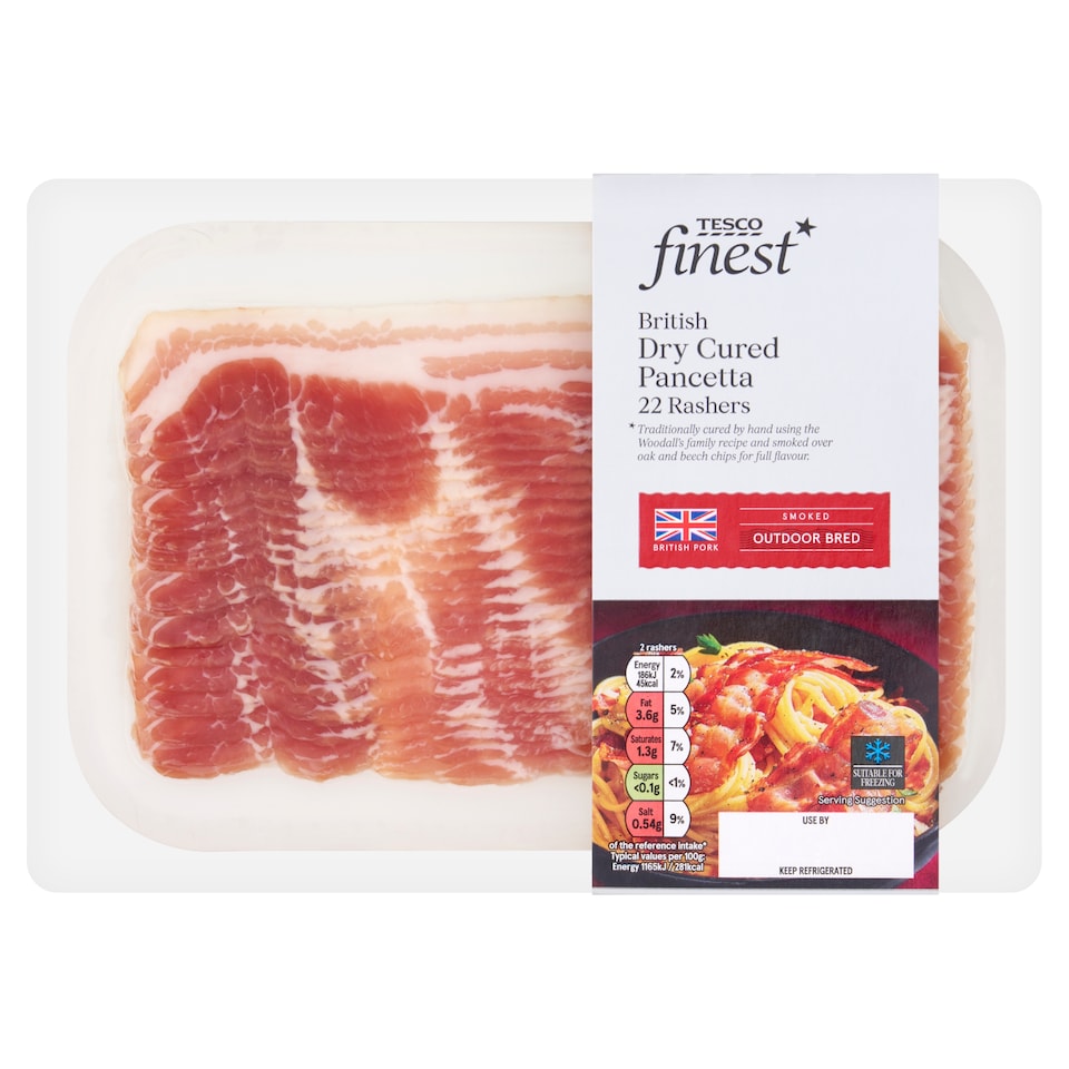Tesco Finest Dry Cured Pancetta 22 Rashers 180G