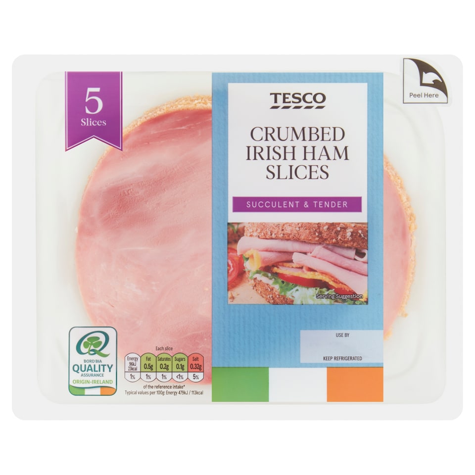 Tesco Crumbed Irish Ham Slices 100G