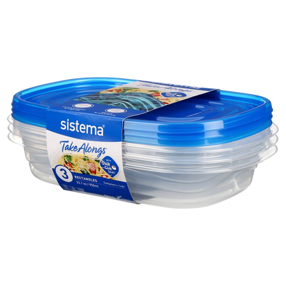 Sistema Take Alongs Rectangle 950Ml 3 Pack