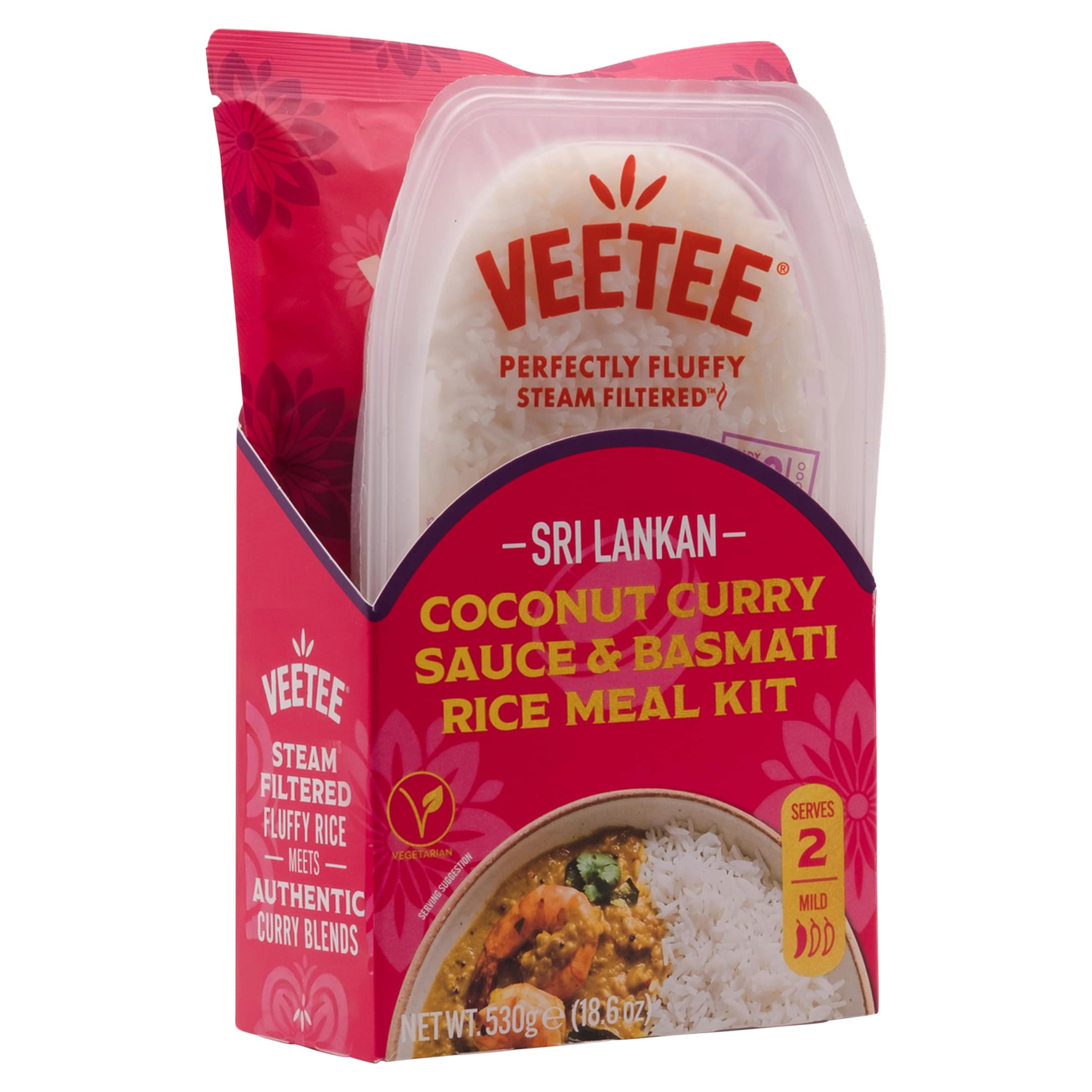 VEETEE Sri Lankan Coconut Sauce & Steamed Basmati Rice Meal Kit 530g