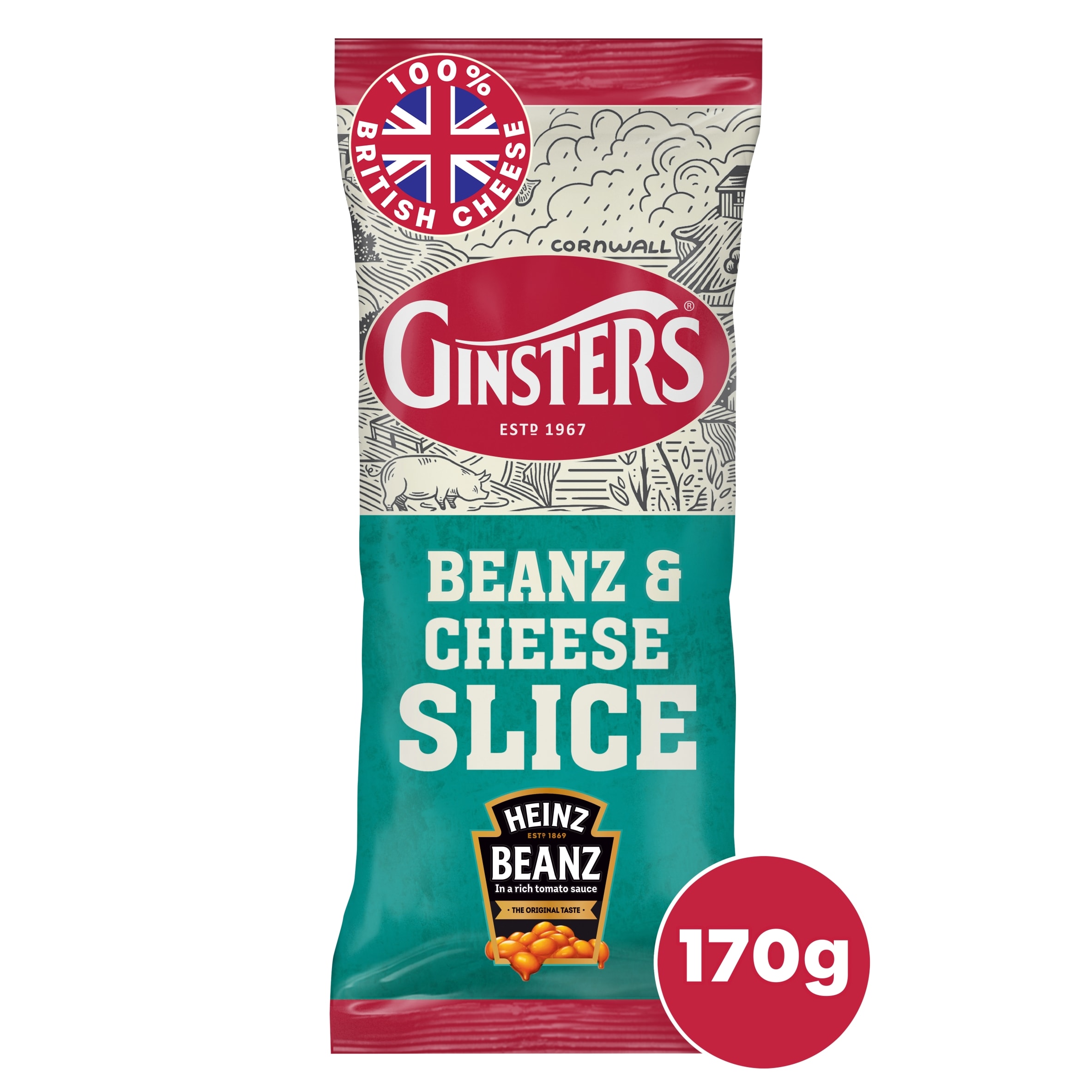 GINSTERS HEINZ BEANZ & CHEESE SLICE 170G