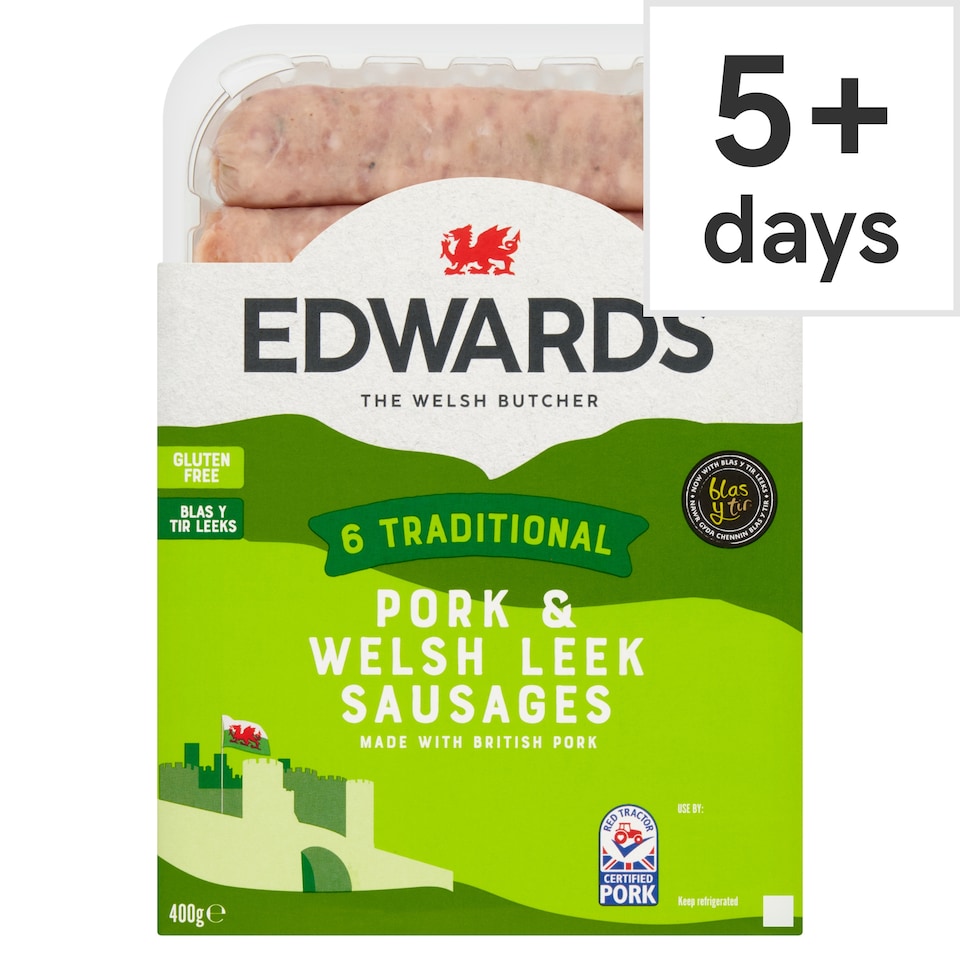 Edwards Of Conwy Pork & Leek Sausages 400G