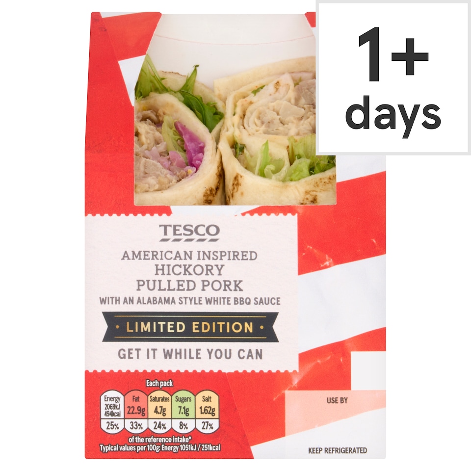 Tesco American Inspired Hickory Pulled Pork Wrap Limited Edition