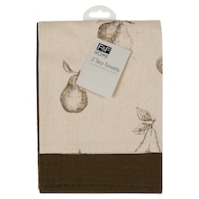 F&F Home Set of 2 Green Harvest Tea Towels 
