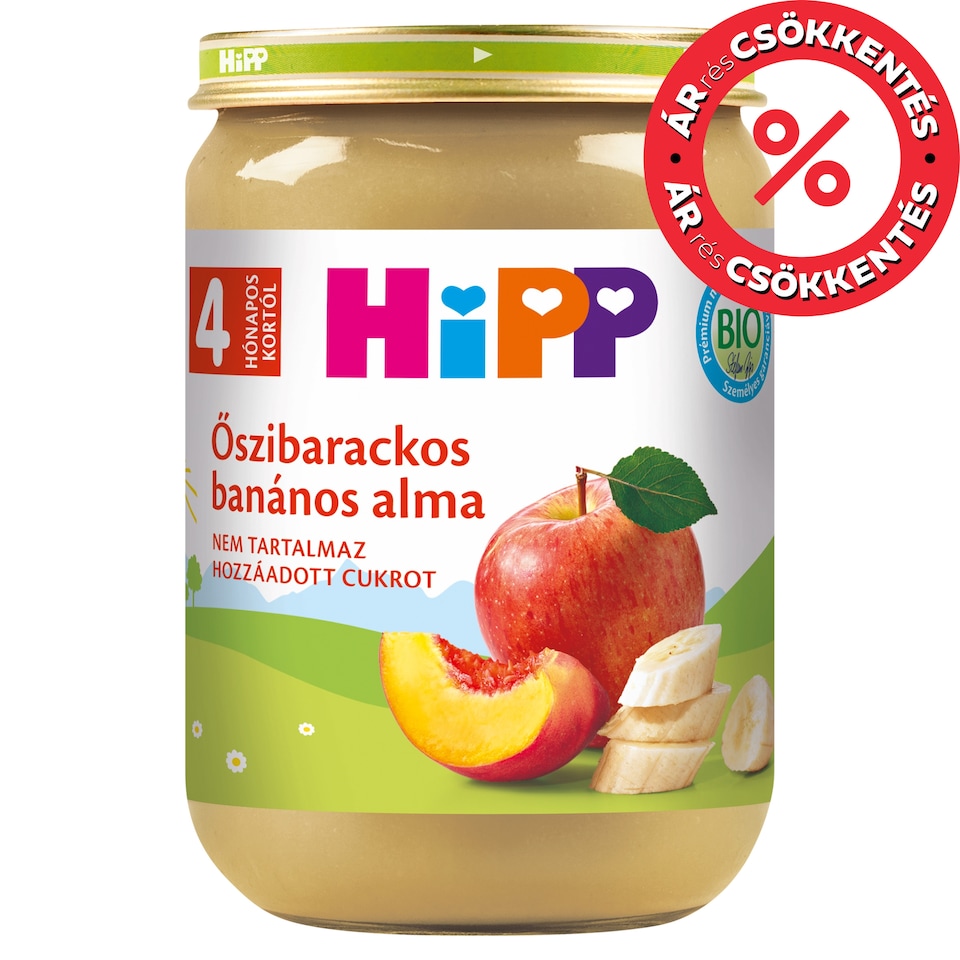 HiPP Organic Peach-Banana Apple Baby Dessert 4 Months+ 190 g