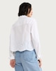 image 2 of F&F Pure Cotton Poplin Broderie Scalloped Hem Shirt in White