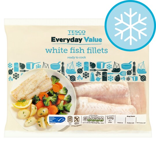Tesco Everyday Value White Fish Fillets 520G