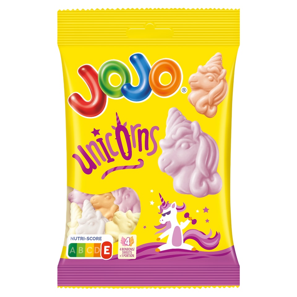 Jojo Unicorns vegyes gyümölcsízű habosított gumicukorka 80 g