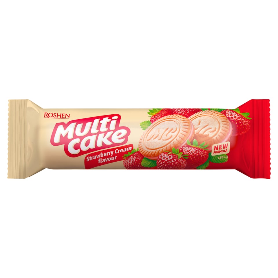 Roshen Multi Cake Biscuits with Strawberry Flavoured Cream Fillings 180 g