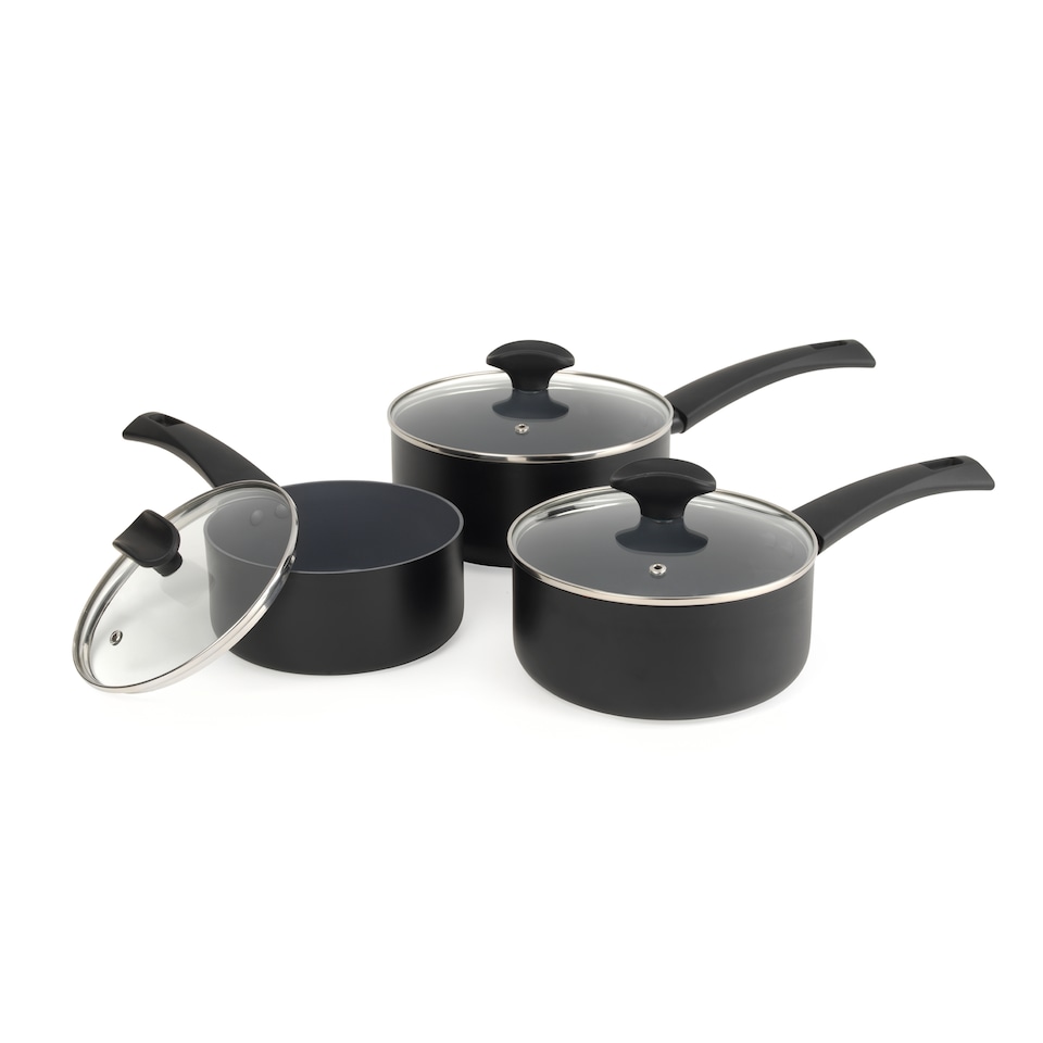 image 1 of Russell Hobbs Ceramic Saucepan Set 3pc