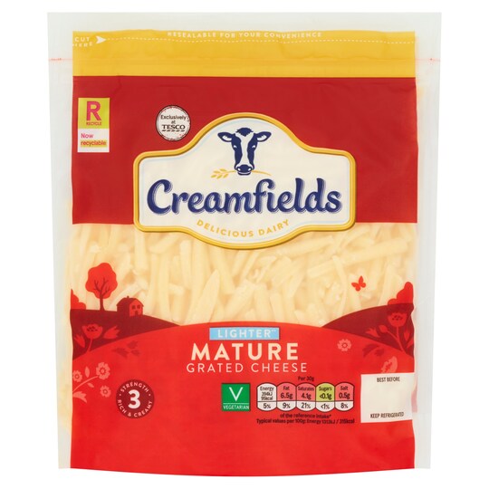 Creamfields Grated Lighter Mature Cheese 250G Tesco Groceries