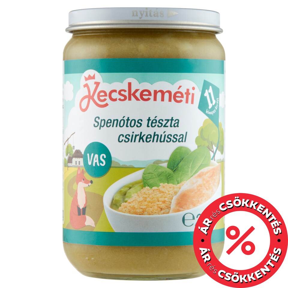 Kecskeméti spenótos tészta csirkehússal bébiétel 11 hónapos kortól 220 g