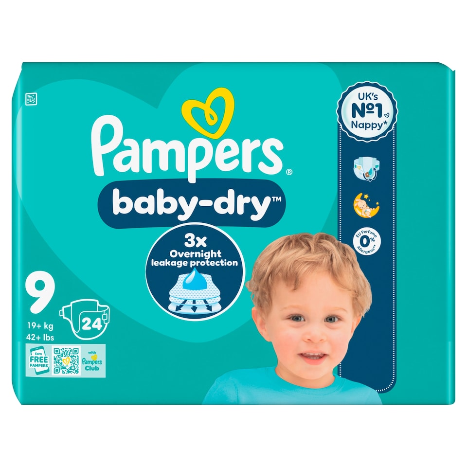 image 1 of Pampers Baby Dry Taped Size 9 24 Nappies Essential Pack